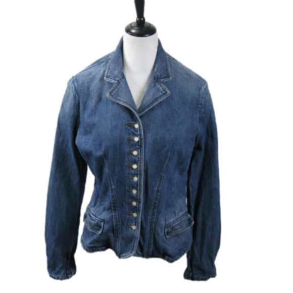 NWOT Lauren Ralph Lauren Iridescent Button Front Jean Jacket Size Large - Picture 1 of 7